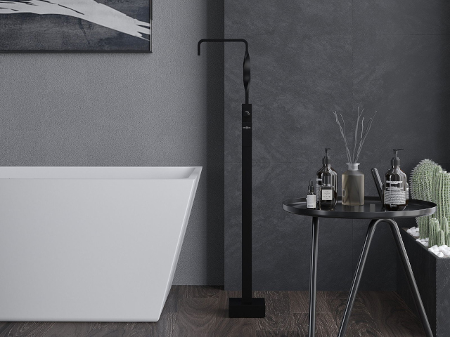 Azulejos pretos de parede Mexen na casa de banho