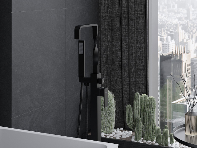 Gres preto Mexen na casa de banho