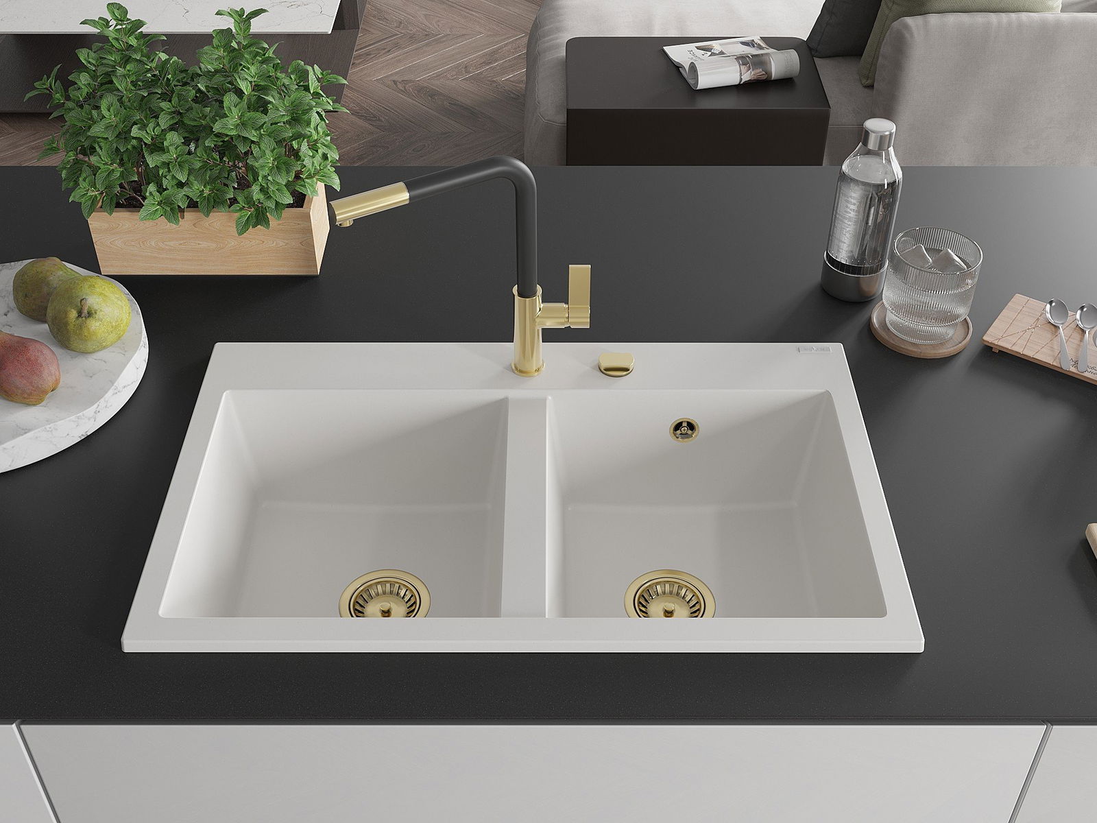 grande lava-loiça de duas bacias