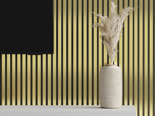 Lamelas douradas na sala