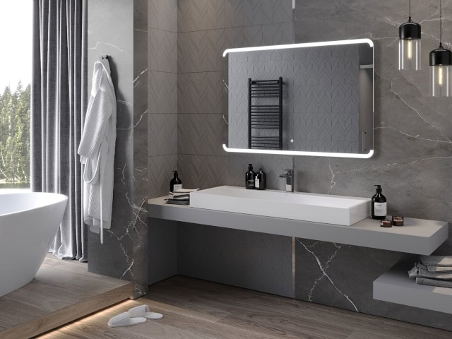 Espelho de parede com iluminação