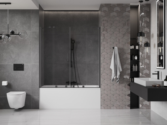 Azulejos de piso na decoração de casa de banho