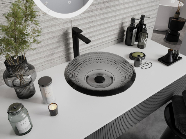 Armário de casa de banho com tampos brancos