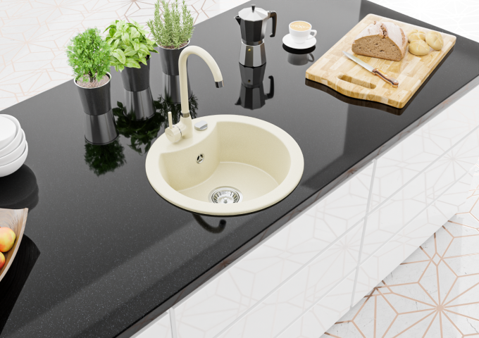 Lava-louças de granito de uma câmara