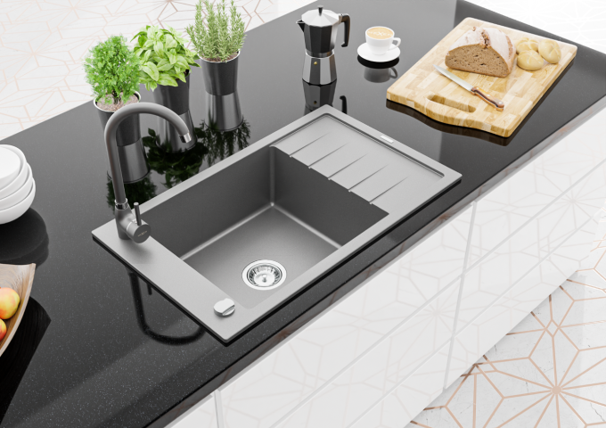 Lava-louças de granito cinzentos