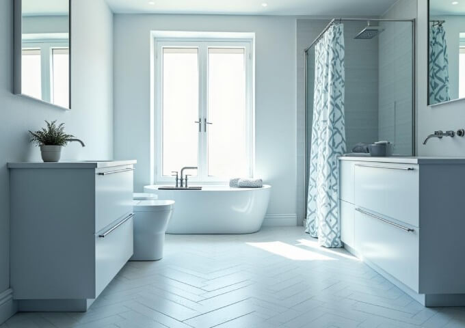 Pavimento vinílico espinha de peixe na casa de banho