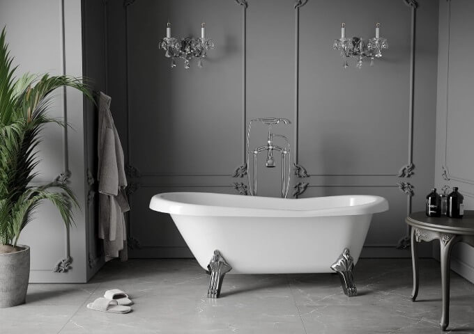 casa de banho retro ladrilhos imitando pedra