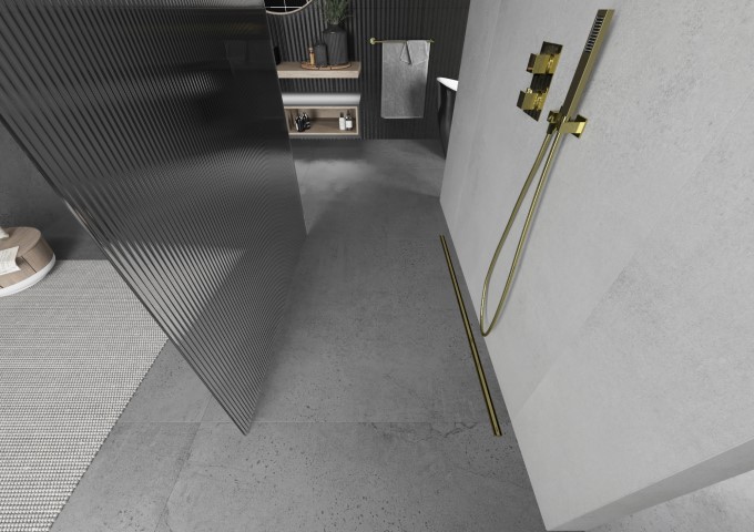 suporte de duche dourado