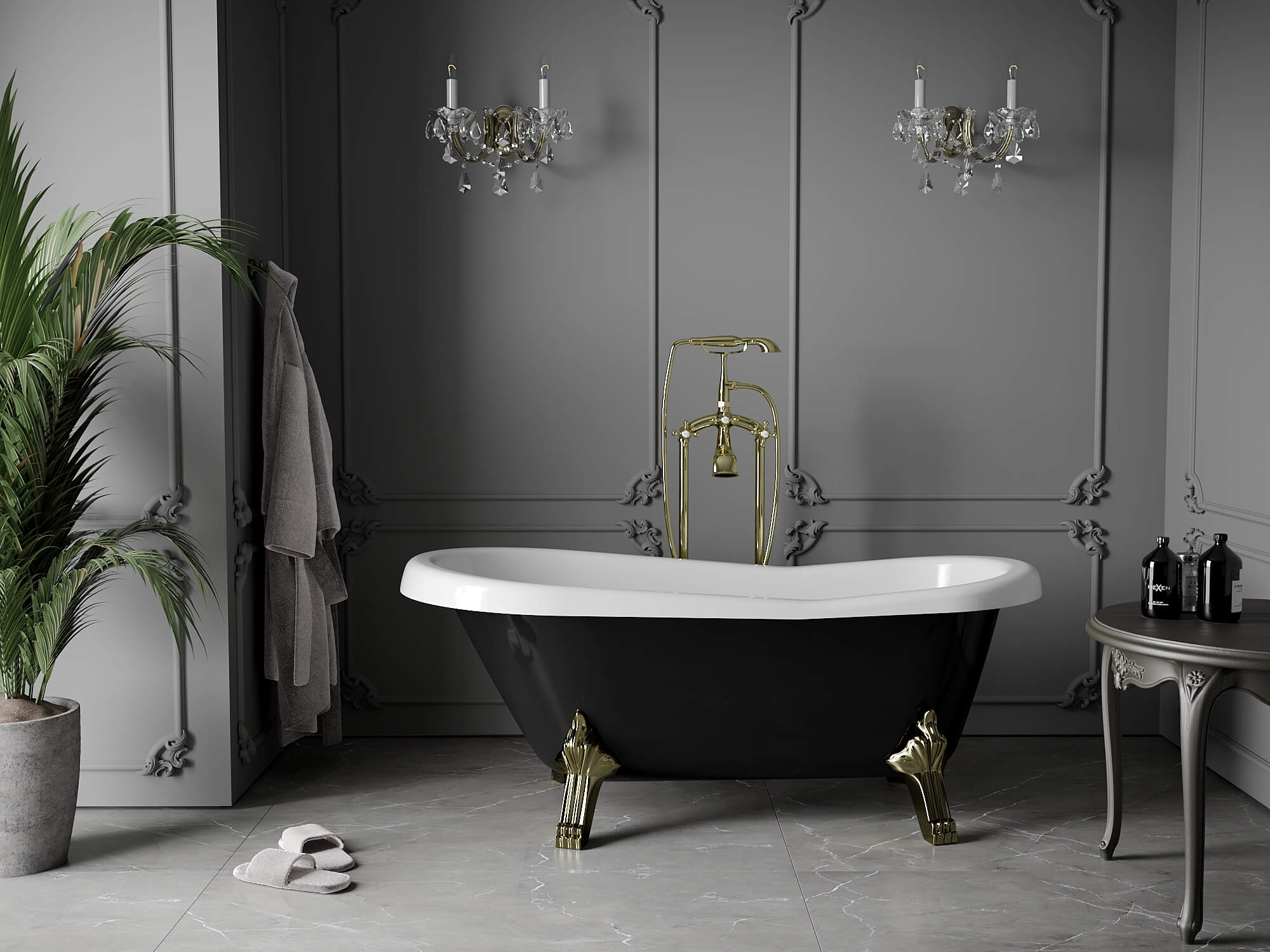 Baterias banheira/duche branco/dourado