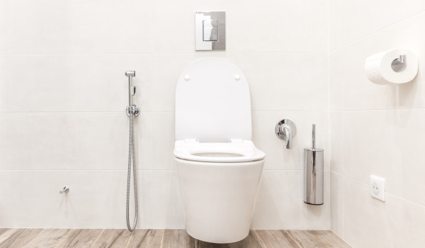 Onde colocar o recipiente para a escova de sanita?