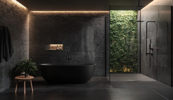 Casa de banho escura moderna — como criar um ambiente sem se sentir oprimido?