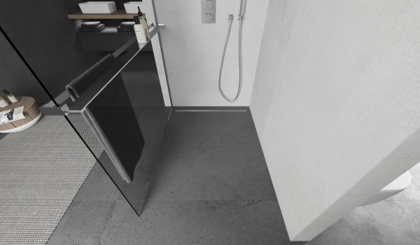 Divisória de chuveiro com prateleira em estilo moderno