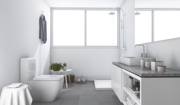 Localização do poliban retangular na casa de banho